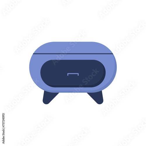 Bedside table vector icon. A cozy bedside table. A colorful bedside table in a simple cute style. Room table top. Place by the bed for things. Home cozy furniture.