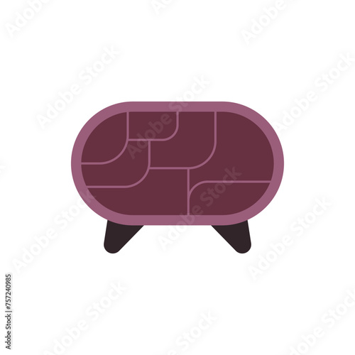 Bedside table vector icon. A cozy bedside table. A colorful bedside table in a simple cute style. Room table top. Place by the bed for things. Home cozy furniture.