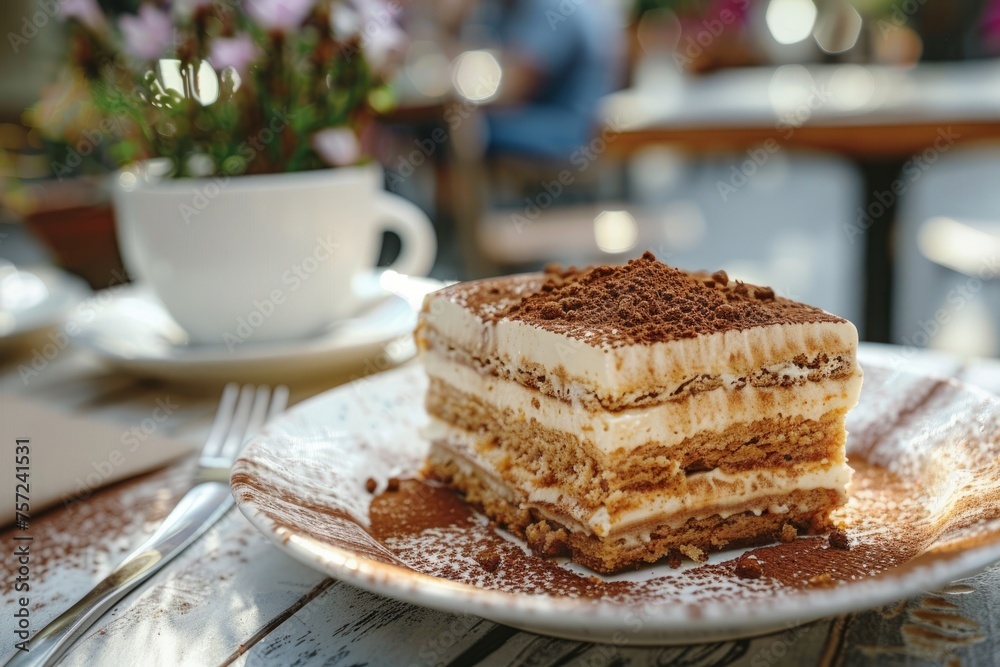 Tiramisu - coffee-flavoured Italian dessert. It is made of ladyfingers (savoiardi) dipped in coffee. Homemade tiramisu cake. Tiramisu - coffee-flavoured Italian dessert. It is made of ladyfingers (savoiardi) dipped in coffee. Homemade tiramisu cake.