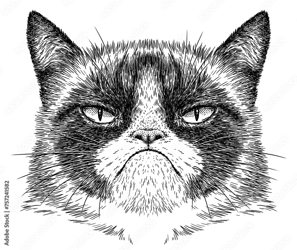 Vintage engraving isolated cat set illustration kitty ink sketch. Pet background kitten silhouette whisker art. Black and white hand drawn image - obrazy, fototapety, plakaty 