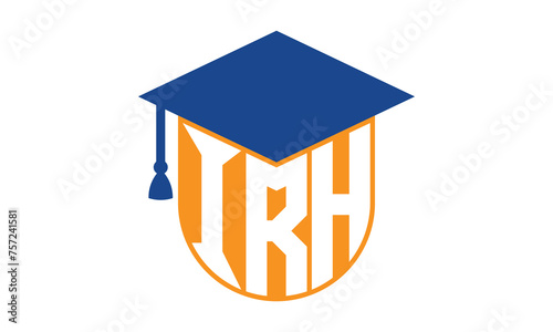 IRH initial letter academic logo design vector template. school college logo, university logo, graduation cap logo, institute logo, educational logo, library logo, teaching logo, book shop, varsity	
