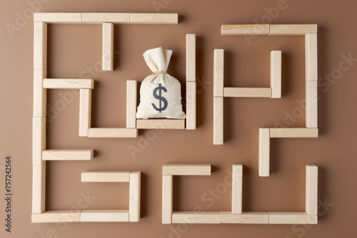 Financial Challenge: Money Bag in Wooden Maze