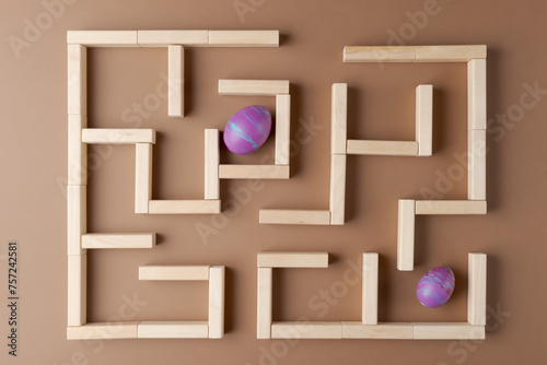Easter Eggs Hidden in Wooden Maze
