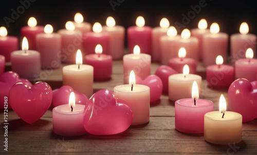 candles on a red background HD 8K wallpaper Stock Photographic Image