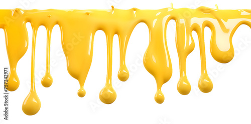 Melted yellow cheese isolated on transparent background. Cheese splash