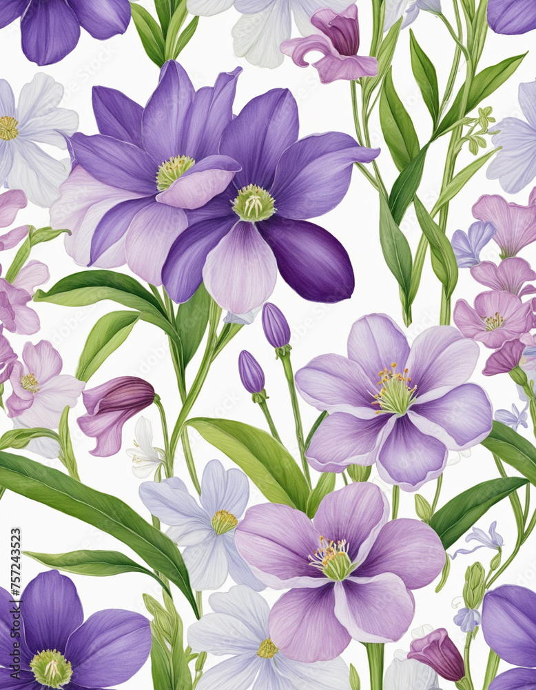 Violet wildflower watercolor cute background 