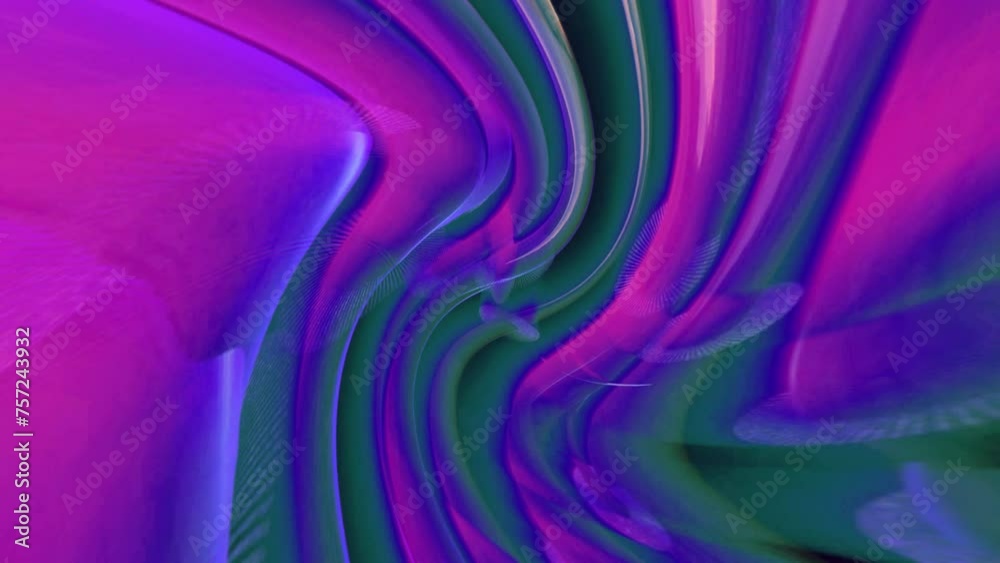Abstract background 3D animation of a shiny blue and pink irregular geometric structure rotating and transforming in a spatial loop.