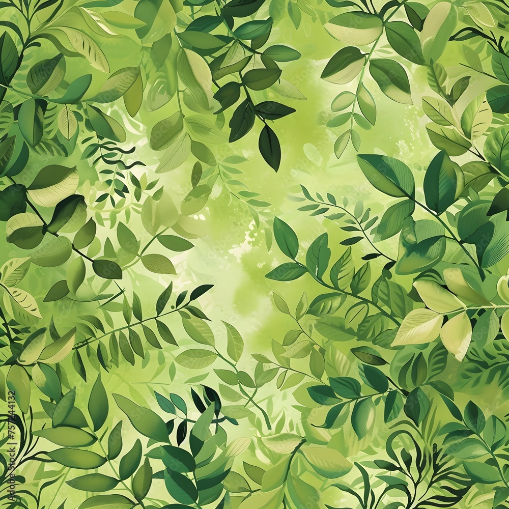 Green Background: Lush foliage and verdant botanical motifs intertwine seamlessly to form a verdant backdrop that symbolizes growth, renewal, and harmony with nature.