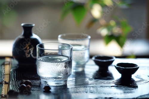 Shochu drink. The image of sake. Japanese shochu. 