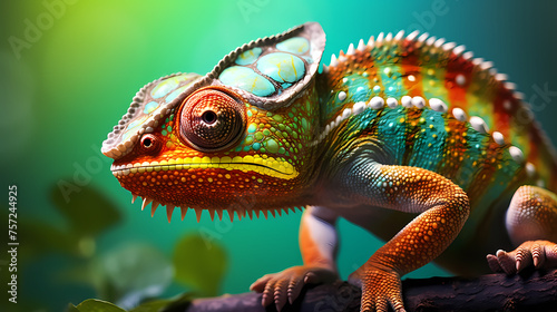 Chameleon on background  colorful fantasy animal