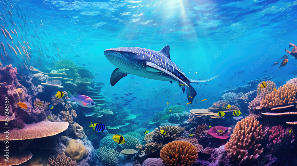 Fototapeta premium fishs under water on background