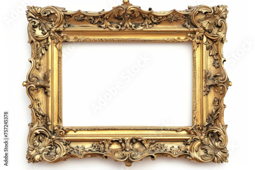 antique gold photo frame isolated on white background,vintage frame