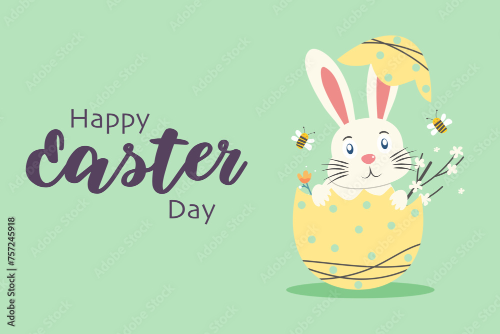 Happy Ester day concept design of illustration. Little rabbit in an egg Happy Ester day concept design of illustration. Little rabbit in an egg