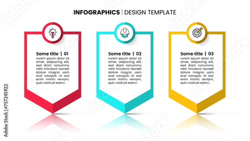 Infographic template. Standing banners with 3 steps photo
