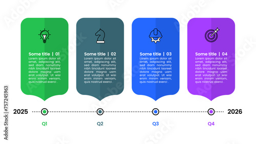 Infographic template. A quarterly plan for a year with 4 steps