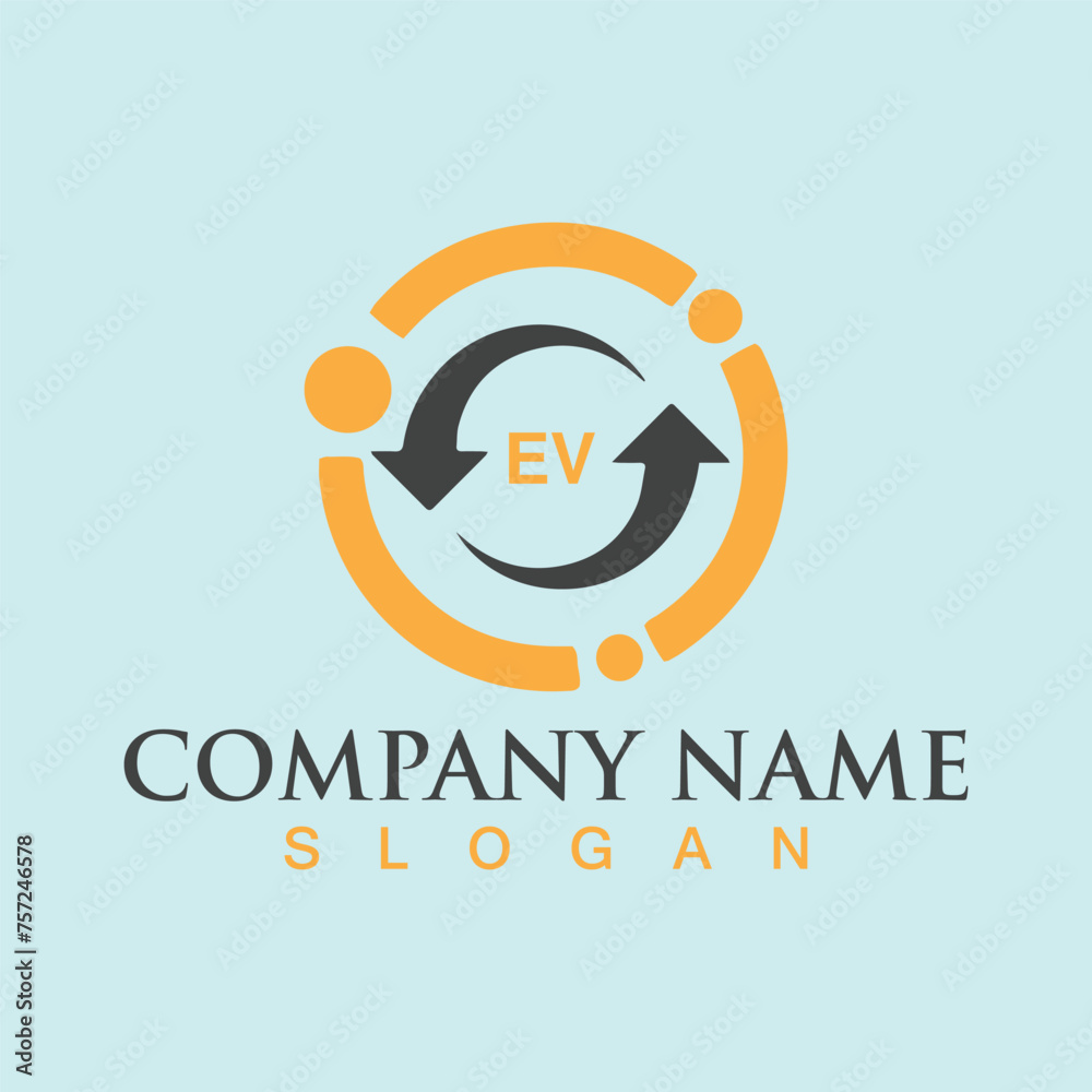 Creative square EV letter logo design Creative square EV letter logo design