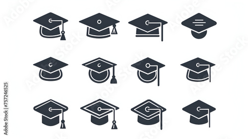 graduation cap icon, university or college graduation hat icon, ai generated