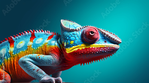 Chameleon on background, colorful fantasy animal © xuan