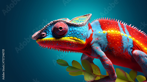 Chameleon on background, colorful fantasy animal