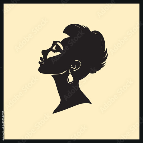 Black model silhouette headshot vector illustration