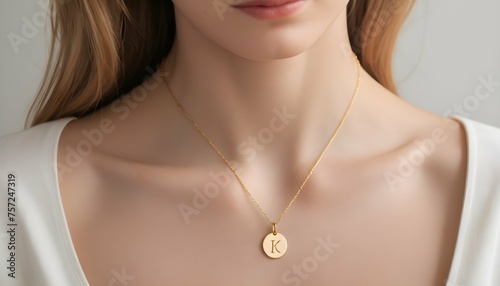 A Minimalist Gold Necklace With A Small Engraved