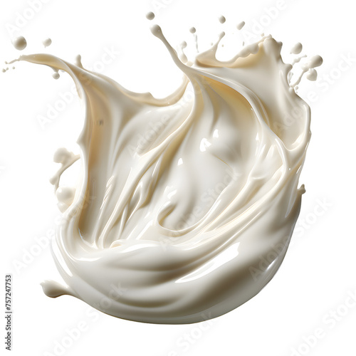 Milk creamy splash isolated on transparent background