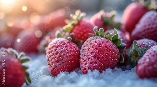 food background frozen strawberries closeup