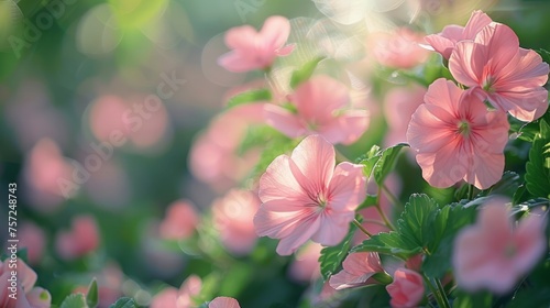 Delicate dance of pink petals in a tranquil. Whispers of light through petal and leaf. A hushed encounter with blossoms
