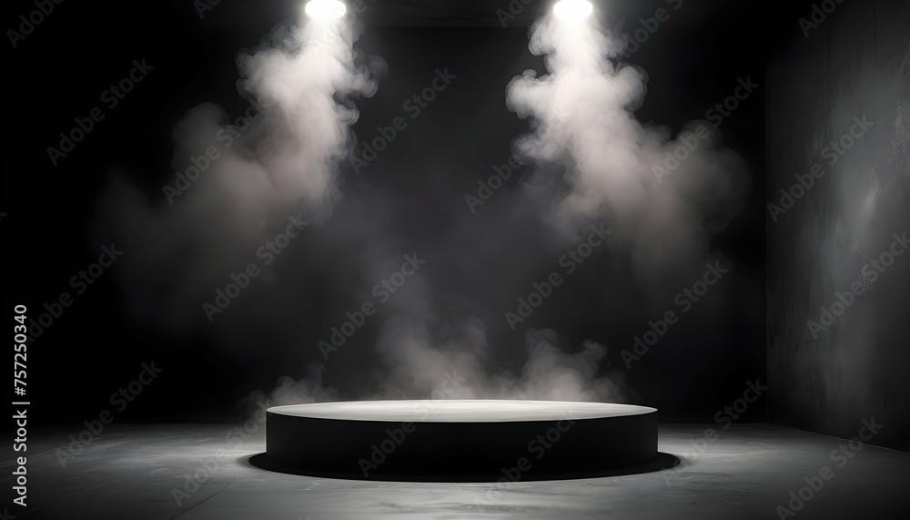Podium Black Dark Smoke Background Product Platfor