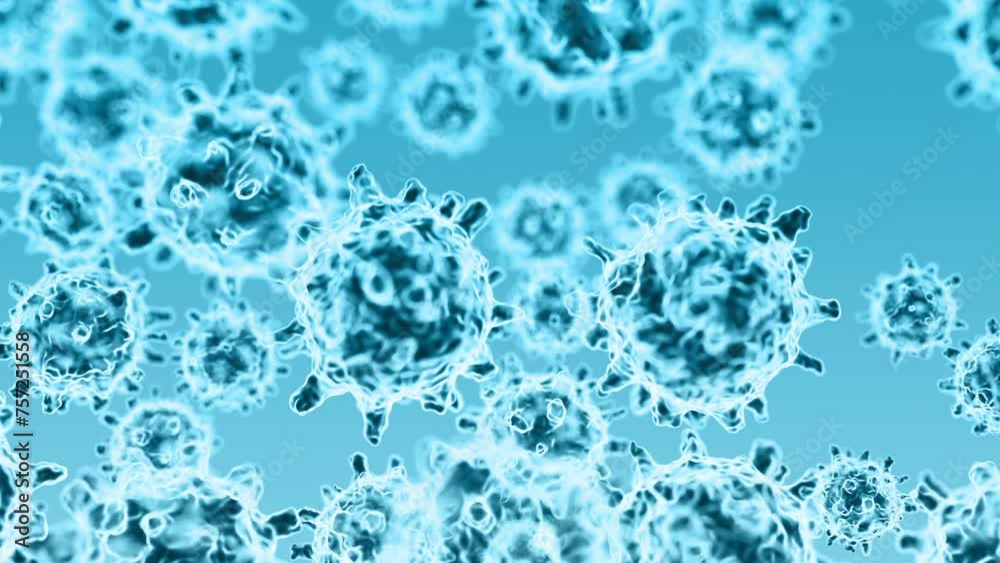 Digital animation of the covid-19 virus under a microscope. 3d rendering illustration of corovinavirus with luma matte.
