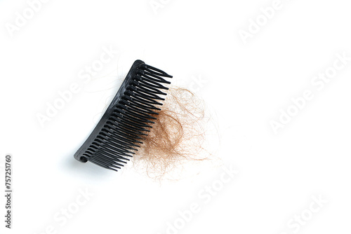 Hair loss, hair loss every day, serious problems and hair loss on a white background.