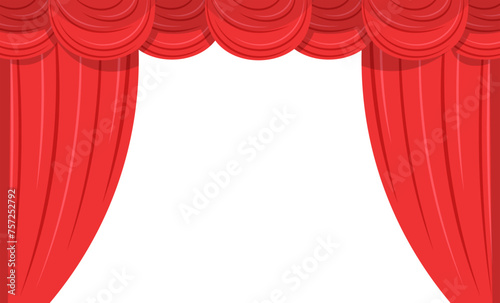Empty frame curtain stage teather with drapes flat illustration vector
