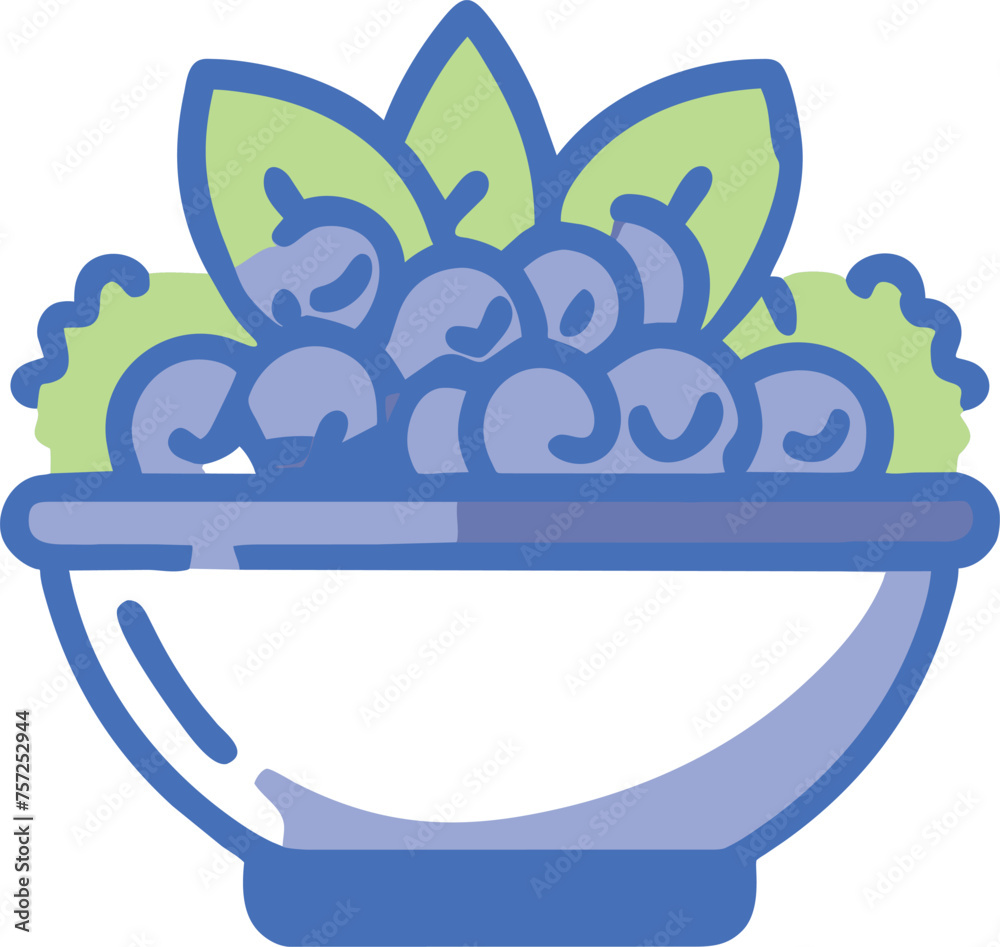 blueberry salad, icon colored outline