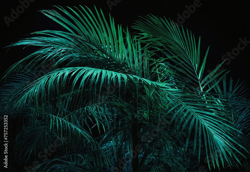 palm tree leaves on black