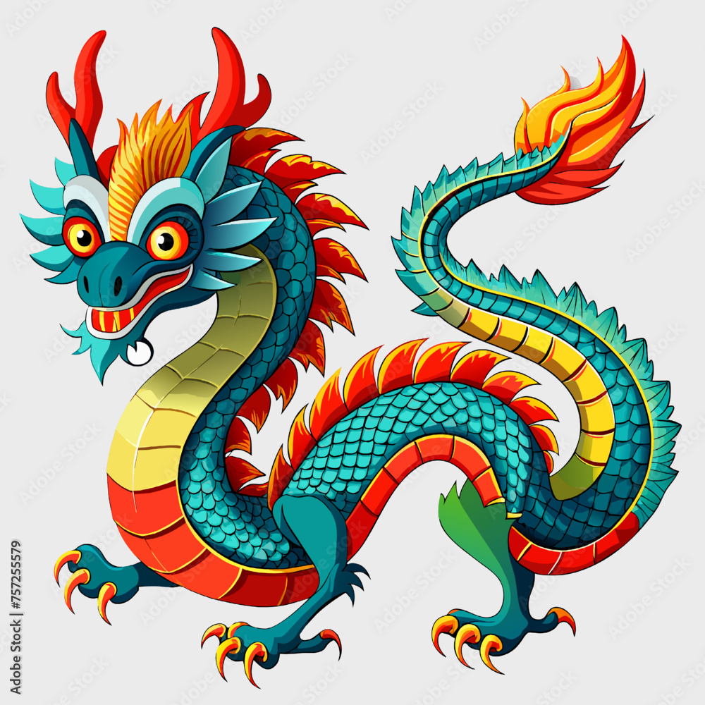 Chinese dragon. Vector illustration. Isolated on a white background. Chinese dragon. Vector illustration. Isolated on a white background.