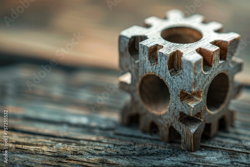 Wooden block gear, concept of creativity, innovation and ingenuity.