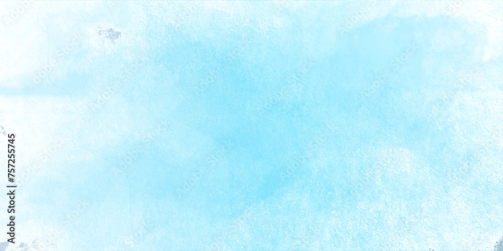 Fototapeta premium blue watercolor sunny sky blue light watercolor background. Aquarelle painting brush effect card paper textured canvas cloudy smoke space for text, entertaining card, template. aquamarine color graphi