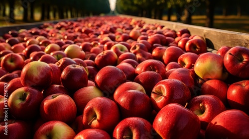 Picturesque large orchards with ripe and juicy apples ready for harvesting and sale photo