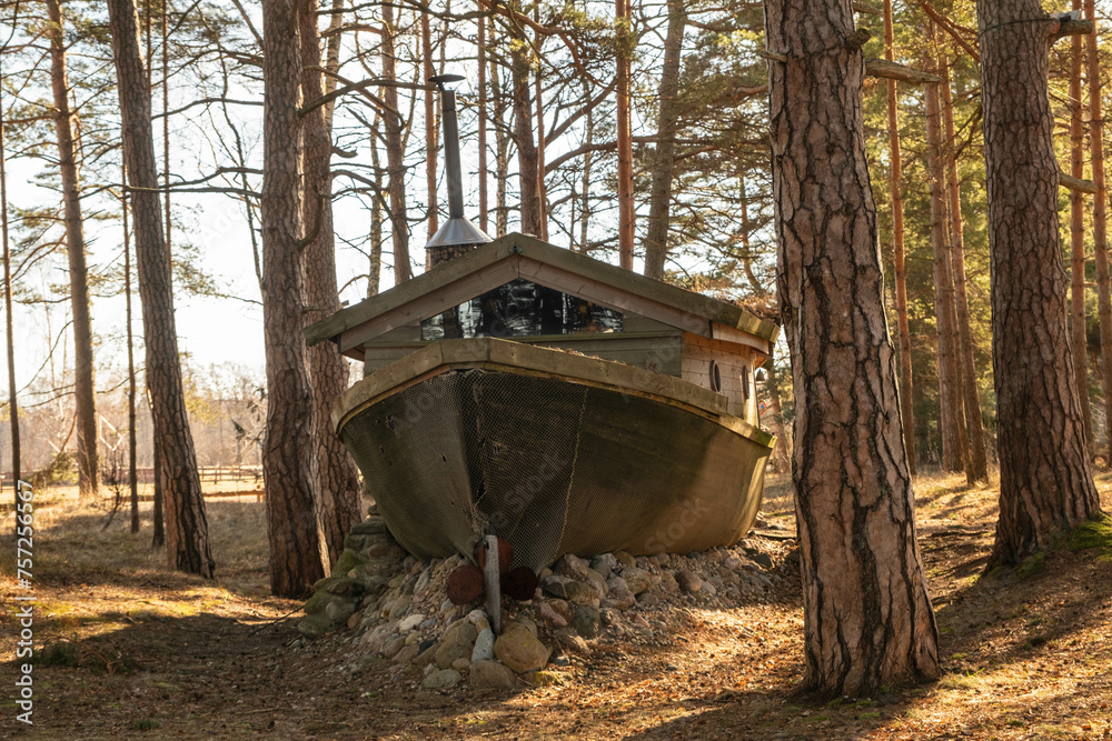 Abandoned Boat Amidst the Whispering Forest Trees Abandoned Boat Amidst the Whispering Forest Trees