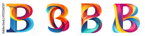 Letter B with colorful gradients, Logo design, alphabet, isolated on a transparent background