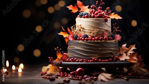 this is a image of chocolate cake with lighted candles