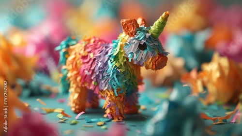 miniature pinata with toy vibes in isometric perspective photo
