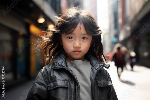 girl asian Beautiful in her teens or younger talking head shoulders shot bokeh out of focus background on a cosmopolitan western street vox pop website review or questionnaire candid photo