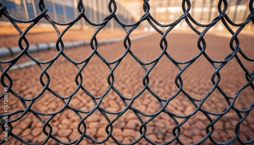 Mesh rabitz , texture of weaving mesh network link. Close up of a fence. barrier on way. metal grid close-up photo
