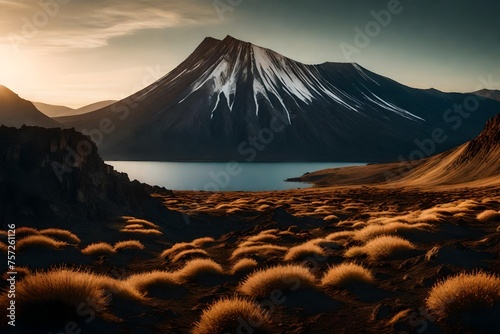 mountain at sunset generated by AI technology 