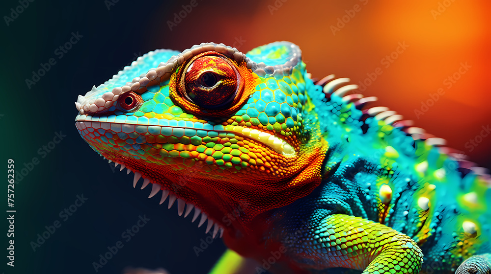 Close-up of a colorful chameleon Close-up of a colorful chameleon