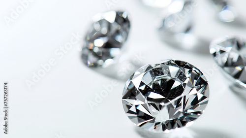 Diamant auf wei mit Spiegelung vor weiem Hinterg - Generative Ai