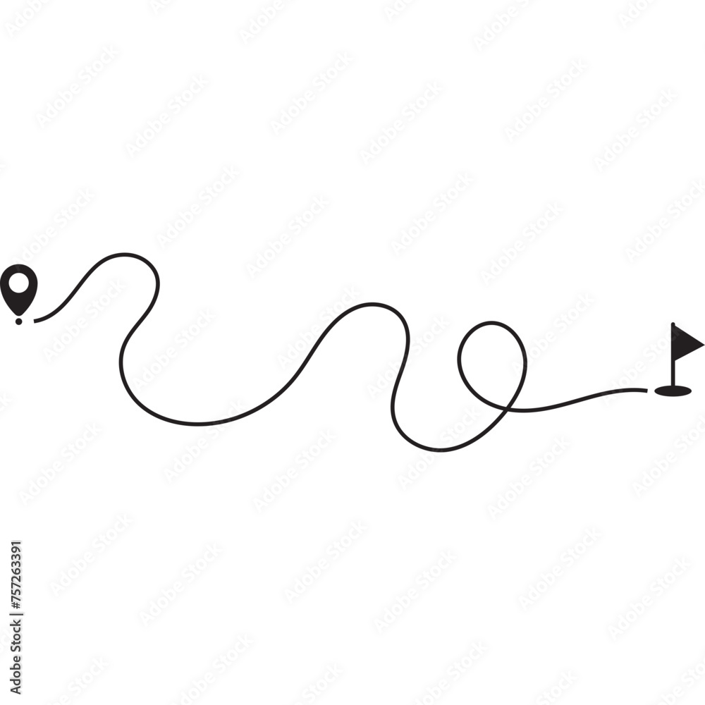 Location Pin To Flag Route Line Location Pin To Flag Route Line