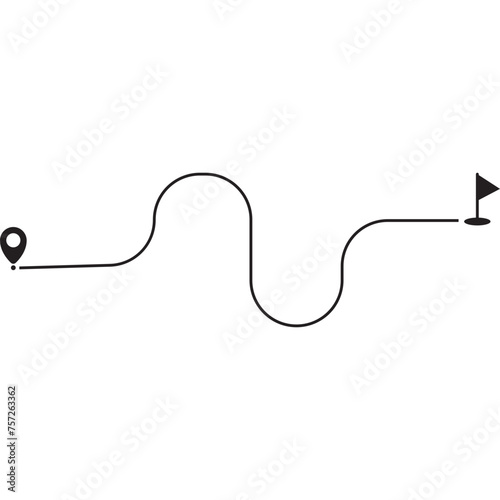 Location Pin To Flag Route Line