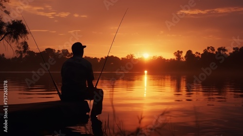 A skilled fisherman reels in a massive fish with a fishing rod in a stunning catch